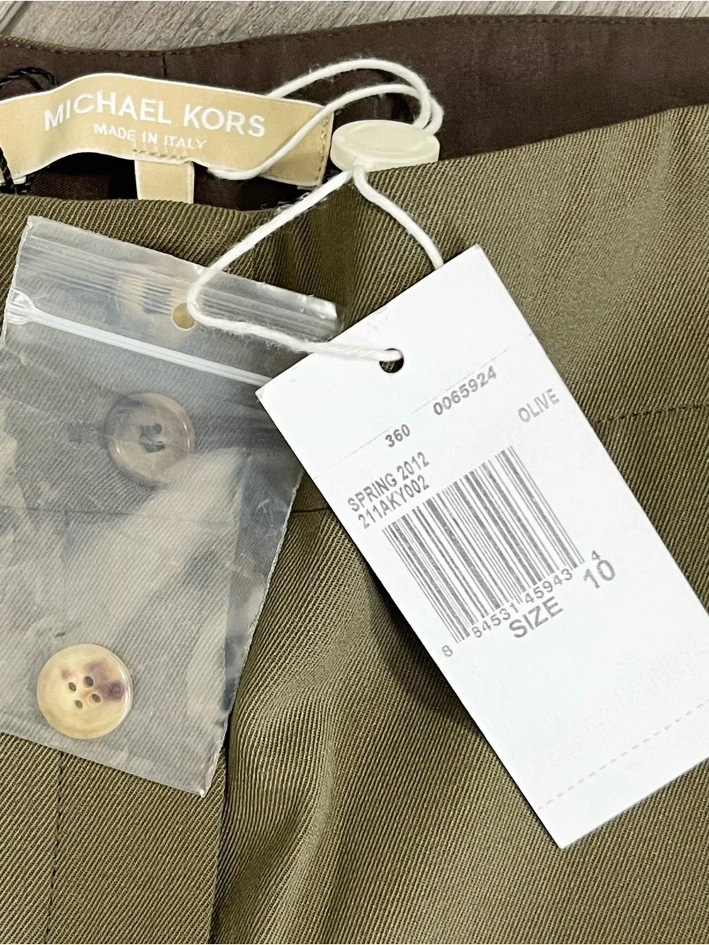 Michael Kors Olive Green Pleated Trousers. 10
